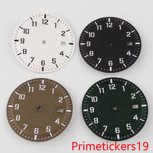 Esfera de reloj de 34mm, accesorio negro/verde/blanco/marrón de alta calidad, ajuste de la ventana de la fecha, movimiento automático NH35 2024 - compra barato