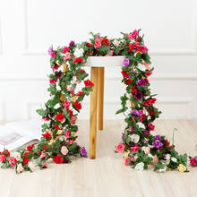 250CM Rose Artificial Flowers Christmas Garland for Wedding Home Room Decoration Spring Autumn Garden Arch DIY Fake Plant Vine 2024 - купить недорого