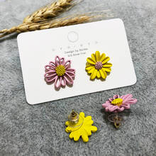 New Trendy Candy Color Flower Daisy Stud Earrings Cute Asymmetric Korean Earrings Fashion Jewelry Bulk kolczyki 2024 - buy cheap