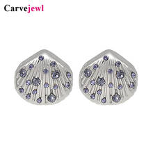 Carvejewl brincos pequenos do parafuso prisioneiro bonito shell lilás rhinestone stud brincos para mulheres jóias presente da menina da forma original Coreano earing 2024 - compre barato