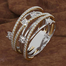 Kinel anéis para mulheres com zircônia natural, joia vintage de prata tibetana para casamento e presente de casamento 2024 - compre barato