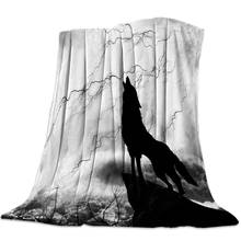 Lobo preto noite relâmpago selvagem animal quente cobertor resto do escritório sofá capa de cama lençol estudante casa colcha 2024 - compre barato
