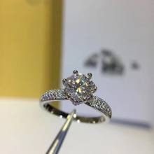 Anel de moissanite 925 prata, 1 quilate, 6.5mm, corte brilhante, cor d, anel de diamante de moissanite com certificado, joia para casamento 2024 - compre barato