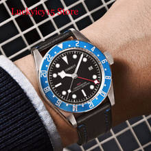 CORGEUT модные 41 мм Мужские наручные часы с функцией даты сапфировое стекло вращающийся ободок GMT кожаный ремешок 2024 - купить недорого