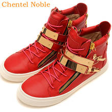 Chentel Noble-mocasines de dos bandas de Metal para hombre, zapatos informales de fiesta, calzado plano con cordones, Color rojo, 2019 2024 - compra barato