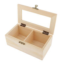 Plain Wooden Jewelry Box Tea Box Organizer Case Storage Box W/ Lock 2 Slots 2024 - buy cheap