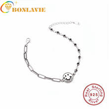 BONLAVIE-pulsera de plata de primera ley con cara sonriente para mujer, brazalete, cadena, estilo coreano, S925 2024 - compra barato