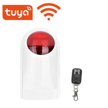 Tuya-Sensor de sirena inalámbrico para el hogar, sistema de alarma de seguridad con luz deslumbrante, 130DB, WiFi, Alexa, Google, TFTTT 2024 - compra barato