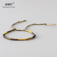 AMIU Handmade Waterproof Woven Wax Thread Wrap Bracelet Simple Rope Knot Bracelet Macrame Bracelet for Men and Women 2024 - buy cheap