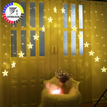 Coversage Christmas Star Curtain Garlands Fairy Led String Lights Wedding Curtain Outdoor Decorative Xmas Party Lights