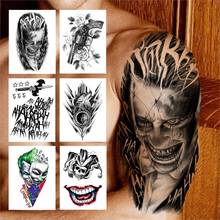 Large Black Clown Temporary Tattoo For Men Women Kids Boys Devil Pistol Flower Tattoos Sticker Mouth Fake Tatoos Halloween Party 2024 - buy cheap