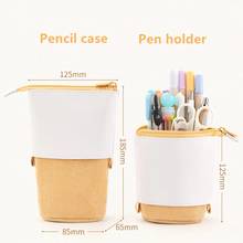 Pen-Holder Organizer Pencil Case Cute Adjustable Corduroy Pencil Bag PU Zipper Kawaii Stationery Tool Storage School Supplies 2024 - buy cheap