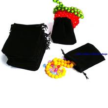 25pcs Velvet Bag with Drawstring Jewellery Gift Bag Mini Pouch Wedding Packaging Bag Black Color 7*9cm 2024 - buy cheap