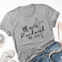 He Hath Pardoned My Sins Summer Tshirt Plus Size Women Christian T Shirt Church Tops 100% Cotton Causal Grunge Tees Dropshipping 2024 - buy cheap