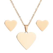 Asjerlya 316l aço inoxidável coração colar brincos para jóias de casamento feminino simples coração pingente colares anti-alergia 2024 - compre barato