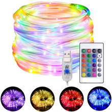 LED Rope Lights Changing String Lights 4 Modes 16 Colors USB Powered Rope Tube Light with Remote Waterproof for Christmas Party 2024 - compre barato