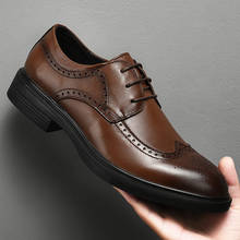 Zapatos Oxford con cordones para hombre, calzado de vestir, boda, negocios, cuero genuino, informal 2024 - compra barato