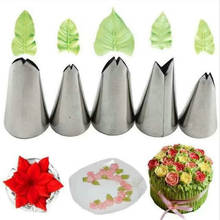5 pçs conjunto de folhas bicos de aço inoxidável bicos de tubulação de gelo dicas de pastelaria para fondant bolo ferramentas de decoração de cozimento 2024 - compre barato