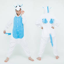 Pijama de unicornio azul para niños y niñas, ropa de dormir, mono de punto de Animal, Mono 2024 - compra barato