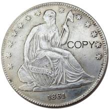 Us 1861 p/o liberty moeda sentada metade de dólar banhada a prata cópia 2024 - compre barato
