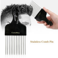 CestoMen-peine de Metal Afro para cabello rizado, herramienta de peinado de peluquería africana, mango de plástico, 1 ud. 2024 - compra barato