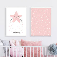 Sweet Dreams Cute Nursery Art Wall Art Prints Pink Smiling Little Star Canvas Painting Printed Posters and Pictures Home Decor 2024 - buy cheap