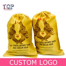 Custom LOGO Wig Bag Satin Silk Bags For Gift Hair Extension Packing Drawstring Pouch Accept Virgin Hair Bags 2024 - buy cheap