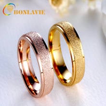 High Quality Couple Wedding Band Ring White Gold Rose Gold Black Frosted Stainless Steel Ring Fashion Jewelry Accessories 2024 - buy cheap