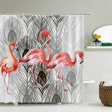 Cortinas de baño 3d con diseño de flores, hojas, flamenco, impermeables, con ganchos, decoración del hogar, tela lavable, pantalla de baño 2024 - compra barato