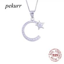 Pekurr 925 Sterling Silver CZ Big Crescent Moon Star Necklace For Women Crystal North Star Pendants Choker Fashion Jewelry Gift 2024 - buy cheap