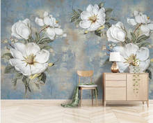 beibehang Custom 3d wallpaper Vintage oil painting flower garden living room TV background wall painting 3d wallpaper mural 2024 - buy cheap