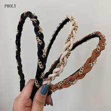 PROLY New Fashion Women Headwear Shining Alloy Chain Headband Girls Winding Solid Color Light Braid Hairband Hair Accessories 2024 - buy cheap