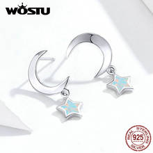 WOSTU 100% 925 Sterling Silver Stud Earrings Star Moon Opal Stone Wedding Small Earrings For Women Fashion Jewelry Gifts FIE707 2024 - buy cheap