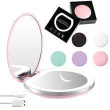 Espejo de maquillaje iluminado con aumento de 3X, caja de regalo, Mini espejo redondo portátil LED de maquillaje con detección, espejo de maquillaje recargable por USB 2024 - compra barato