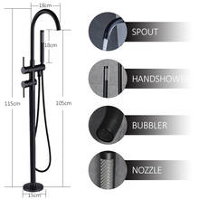 vidric black bathtub floor stand faucet mixer single handle mixer tap 360 rotation spout with abs handshower bath mixer shower 2024 - buy cheap