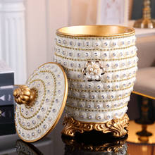 Modern Luxury Diamond Sanitary Trash Bin Resin Ornaments Home Livingroom Table Storage Box Figurines Crafts Accessories Decor 2024 - buy cheap