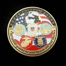 Gold Plated Coin USA Navy USAF USMC Army Coast Guard American Free Eagle Totem Gold Military Medal Challenge Coin Collection 2024 - buy cheap