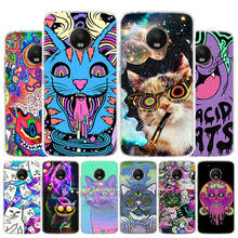 Colourful Psychedelic Cat Trippy Cover Phone Case For Motorola Moto G8 G7 G6 G5 G9 E6 E5 Plus Play Power + One Action Fusion 2024 - buy cheap