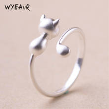 WYEAIIR Cute Brushed Sweet Cat Korea Personality Student Gift Silver Color Female Resizable Opening Rings 2024 - buy cheap