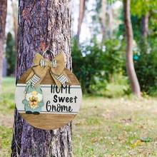 Gnome Wreath Wood Welcome Sign Pendant Easter Home Hanging Sign Window Seasonal Decor Door Holiday Hanger DIY Decoration Wa X6N4 2024 - buy cheap