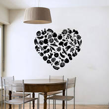 Heart Shaped Fruit And Vegetable Wall Sticker DIY Removable Home Decor Vinyl Wall Decals For Kitchen 2024 - купить недорого