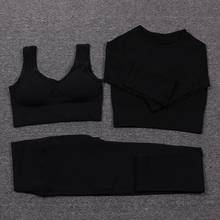 2/3/PCS Seamless Yoga Set High Waist Yoga Pants Gym Clothing Long Sleeve Crop Top Gym Set Women Fitness Brassiere Sport Femme 2024 - buy cheap