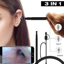 Endoscopio de limpieza de oídos 3 en 1, USB, HD, cuchara Visual para los oídos, 5,5mm, Mini cámara, Android, PC, otoscopio, boroscopio, herramienta para el cuidado de la salud 2024 - compra barato