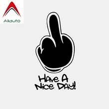 Aliauto Funny Car Sticker Have A Nice Day ! Middle Finger Vinyl Decor Black/Silver Cover Scratch Accessories PVC Decal,14cm*7cm 2024 - buy cheap