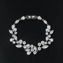 Pulsera nupcial de cristal de circonia cúbica para mujer, exquisita forma de hoja, joyería de boda, novedad 2024 - compra barato
