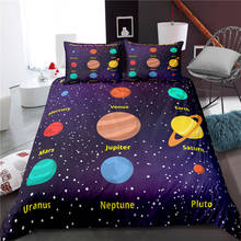 Juego de ropa de cama con estampado de planetas y espacios, conjunto de ropa de cama con funda nórdica con diseño de universo de dibujos animados, tamaño King y Queen, envío directo 2024 - compra barato