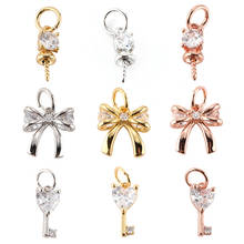 Gold Charm Charms for Jewelry Making Supplies Gold Key Butterfly Style Knot Diy Earring Necklace Copper CZ Zircon Accessories 2024 - buy cheap