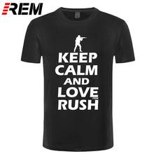 Мужская футболка с буквенным принтом Keep Calm And Rush B, летняя футболка из 100% хлопка с надписью Cs Go 2024 - купить недорого