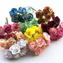 Flores artificiais falsas 60 peças 2.5cm, pequeno buquê de rosas de seda, para decoração de casamento faça você mesmo, guirlanda, scrapbooking 2024 - compre barato