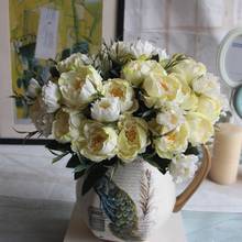 Shabby chic Bouquet European Pretty Bride Wedding Small Peony Silk Flowers Cheap Mini Fake Flowers for Home Decoration Indoor 2024 - buy cheap